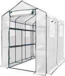 KING BIRD Upgraded 7 x 4.7 x 6.4 FT Walk-in Greenhouse for Outdoors, Thickened PE Cover & Heavy Duty Powder-Coated Steel, w/ Zippered Mesh Door & Screen Windows, 20 Sturdy Shelves for Garden, White