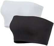 PLUMBURY Women's Strapless Non Padded Tube Bra, Free Size (Pack of 2), Black/White