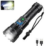 Siuyiu Flashlights High Lumens Tactical, Rechargeable Torch,200000 Lumens Torches Led Super Bright, IPX45 Waterproof, 5 Modes Led Torch for Camping, Emergency, Outdoor, Home