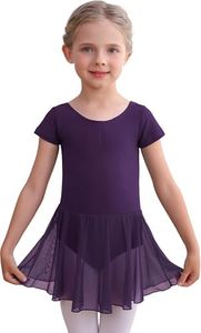 MdnMd Dance Ballet Skirt Leotard for Girls Child Ballerina Costume Dress (Deep Purple, Age 6-8)