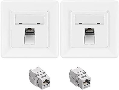 kwmobile Keystone Jack Wall Plate Set (2-Pack) - Cat6A 1-Port Ethernet Wall Outlet with Shielded RJ45 Jacks - Cat 6A Ethernet Wall Jack Module Kit