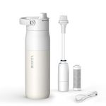 BRITA LARQ iQ Digital Filter Water Bottle White (680ml) with Hydration Tracking App, Activated Carbon Water Filter & UV-C - neutralises 99.99% bacteria, reduces micro impurities, PFAS & more