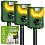 ISOTRONIC Solar Animal Repeller with Frequency + Flame Light, Against Wild Animals such as Raccoons, Deer, Foxes, Wild Boars, Effective Animal Repellent, Pack of 3