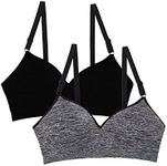 Fruit of the Loom Women's Seamless Wire Free Push-up Bra, Black Hue/Charcoal Heather 2-Pack, 16B