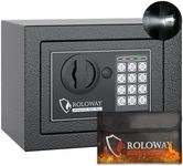 ROLOWAY Steel Money Safe Box for Home with Fireproof Money Bag for Cash Safe Hidden, Security Safe Box for Money Safe with Keys, Lock Box Fireproof Safe with Keypad (Black)