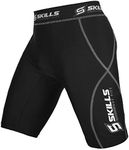 Skills Outfitt Black Compression Shorts for Men - Increases Power and Reduces Muscle Fatigue - High Sports Performance Underwear Made with Premium Quality Lycra (Black/Grey, M)