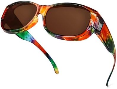 SIPHEW Sonnenbrillen Überziehbrille UV400 Schutz, Fit-Over Brille Überzieh Sonnenbrillen Clip für brillenträger Damen Herren (Überzieh Sonnenbrille- Regenbogen Rahmen, braun Linse)