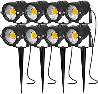 AHOTSUK Garden Spot Lights Outdoor Spotlight Garden Spike Lights Mains Powered Electric 5W 12V 24V Low Voltage Landscape Lights IP66 Waterproof LED Patio Yard Pathway Tree Lawn Fence Yard (8 Pack)