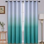 SimpleHome Ombre Color Gradient Thermal Insulated Thick Polyester Blackout Curtains 52W x 84L / 2 Panels Teal