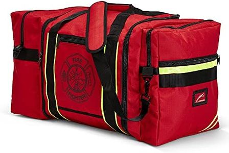 LINE2design Firefighter Gear Bag, Turnout Jumbo Fire Bag with Reflective Trim, Padded Shoulder Strap and Maltese Cross Logo Red Bag