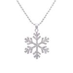 Paialco Blue/White Frozen Snowflake Christmas Pendant Necklace for Women Holiday Gift, Rhinestone