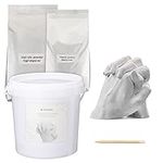 Navaris Family Hand Casting Kit - Moulding and Plaster Powder Set for 3D Casts of Adults, Children, Baby's Hands - Includes 3L Mixing Bucket