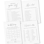 Bridal Shower Games - 5 Bridal Shower Games for 30 Guests, Thick Double-Sided Cards, Minimalist