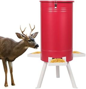 Solution4Patio 50-75 LB Large Free Standing Deer Feeding Bucket, Heavy Duty Metal Hunting Game Feeder, Portable Gravity Deer Feeder Automatic Dispenser, Weather-Proof, B819A02