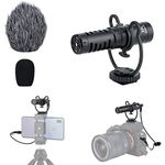 Kiwifotos Shotgun Microphone Video mic for Canon EOS M50 M6 Mark II R RP R5 R6 R50 Sony ZV-1 II ZV1 ZV-1F ZV-E10 A6700 A6400 A6300 Panasonic GH6 G95 G9 Nikon Z50 Z6 Z7 II,for iPhone & Android Phone