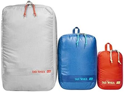 Tatonka Packwürfel Stuffsack Zip Set 3 - Ultraleichtes und platzsparendes Packtaschen-Set mit Reißverschluss - 3 Taschen in verschiedenen Größen (grey / blue / black)
