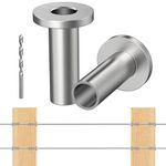 Steel DN Mate 50 Pack Stainless Steel Protector Sleeves for 1/8" 5/32" or 3/16" Cable Railing, Cable Protector Sleeves for Deck Railing System,T316 Cable Railing Hardware with a Drill Bit, DK05