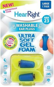 HearRight Ultra-Soft Gel Foam Ear Plugs – for Sleeping, Study, Work, Travel, Concerts – Washable & Reusable 100+ Times, 23 NRR Sound Blocking, BPA-Free, Hygienic Design