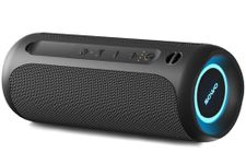 Portable Speaker, Wireless Bluetooth Speaker, IPX7 Waterproof, 25W Loud Stereo Sound, Bassboom Technology, TWS Pairing, Built-in Mic, 16H Playtime with Lights for Home Outdoor - Black