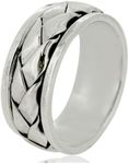 Treasure Bay MENS 8MM Wide Celtic Braided 925 Sterling Silver Spinner Band Ring Meditation Stress Relief Ring - Available in Sizes: P - Z (Z)