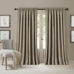 Elrene Home Fashions Blackout Energy Efficient Room Darkening Rod Pocket Window Curtain Drape Regal Solid Panel, 52"x95", Taupe