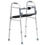 Kosmocare Premium Imported Light Weight Aluminum Height Adjustable Walker With Detachable Seat - Silver