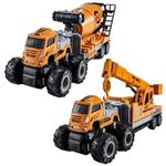 DEOXY 1:43 Diecast Alloy Metal 2 PCS Construction Crane and Cement Concrete Mixer Combo Truck Toys with Friction Powered Miniature Car Vehicle for Kids 3 to 8 Years Old (Pack of 2)