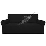 Easy-Going 100% Waterproof Dual Couch Cover, Stretch Jacquard Sofa Slipcover, Leakproof Furniture Protector for Kids, Pets, Dog and Cat (Sofa, Black)