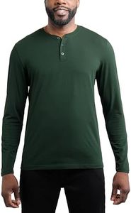 X RAY Men's Men's Henley Shirts Long Sleeve, 95% Cotton Stretch Basic Slim Fit Henley Shirts for Men, Hunter, X-Large