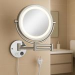 U-S-F BATH ACCESSORIES LED Makeup Mirror for Bathroom, Shaving Mirror for Bathroom with Light, Magnifying Mirror for Bathroom LED, 5X Magnifying Dual Side Foldable Mirror (8 Inch, Chrome) Pack of 1