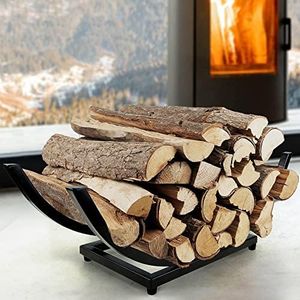 Curved Firewood Rack Firewood Holder: Heavy Duty Small Firewood Holder for Fireplace Indoor - Outdoor Log Rack Wood Holder 30-Inch