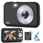 Digital Camera, FHD 1080P 44MP Kids Camera, Portable Compact Digital Camera with 16X Digital Zoom, New Models Rechargeable Camera for Kids Teenagers Beginners Adults Boy Girl (Black)