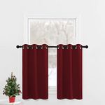 NICETOWN Half Window Curtain Valances - Short Blackout Curtain Tiers for Restaurant Window Christmas Ornament (42W x 36L, 2 Pcs, Burgundy Red)