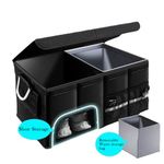 GJWLaie Car Boot Organiser Storage Automotive Boot Organizers Accessories with Water Storage Bag Shoe Storage Collapsible Waterproof Car Folding Box with Lid for Car SUV Sedan 72L Trunk Organiser