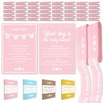 Party Hearty Baby Shower Games for Girls, One Each 5x7 Pink Sign How Big is The Baby Bump and Don't Say Baby, 2 Pink Tummy Measure Rolls, 50 Mini Pink Clothespins, Party Favors Supplies