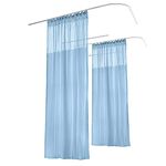 ChadMade 15ft Wide x 8ft Tall Flat Hook Panel Drapes Divider Privacy Screen for Nursing Home SPA (Blue, 1 Panel)