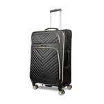 Kenneth Cole Reaction Women's Chelsea 28" Chevron Quilted Softside Expandable 8-Wheel Spinner Checked Suitcase, Black, Inch