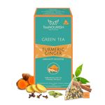 TeaNOURISH Turmeric Ginger Green Tea | 20 Count Pyramid Tea Bags | Darjeeling Whole Leaf Tea | Blended with Indian Turmeric, Ginger & Cinnamon | 100% NATURAL INGREDIENTS