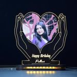 MyPhotoPrint Heart Hand Personalized Birthday Photo Acrylic Lamp - Lamp for Couple Gift |Anniversary| Wedding | Marriage| Valentine Day| Girlfriend | Boyfriend (Warm White/Multicolored)