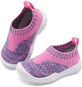 JOINFREE Toddler Kids Sneakers Boys Girls Cute Casual Walking Shoes Non-Slip Pink Purple 7 Toddler