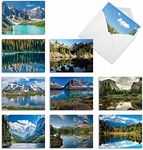 The Best Card Company - Box of 10 All Occasion Cards Blank (4 x 5.12 Inch) - Scenic Landscape Cards Assorted - Reflections M1728BN