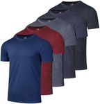 5 Pack: Boys Girls Active Athletic Quick Dry Dri Fit Short Sleeve T-Shirts Crew Neck Tops Teen Gym Undershirts Tees Youth Basketball Clothes Moisture Wicking Tshirt-Set 10,Large (12-14)