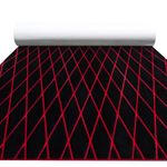 FOCEAN Boat Flooring EVA Foam Boat Decking Marine Mat Non-Slip Self-Adhesive Flooring Sheet for Motorboat Kayak Surfboard Garden Flooring Swimming Pools, 94.5''x 15.7'', Black with Red Lines