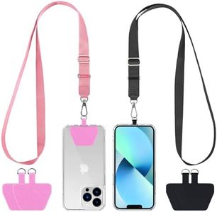 CACOE Phone Lanyard 2 Pcs Adjustable Neck Strap,4 Pcs Patches,Universal Crossbody Multifuctional Patch Cell Phone Lanyards Compatible with Most Smartphones(Black+Pink)