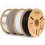 ELEGOO PLA+ Filament 1.75mm Black/White/Grey/Clear 4KG, PLA Plus 3D Printer Filament, Dimensional Accuracy +/- 0.02 mm, Tough & High Strength, Fit for Most FDM Printers(1KG/Spool, 2.2 lbs)