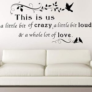 This is Us Crazy Loud Love Wall Stickers Family Lettering Wall Decals Inspirational Saying Stickers for Living Bedroom Home Decorations