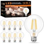 Dekang 8-Pack G25 LED Globe Light Bulbs 3000K Soft White, Vintage E26 Base Edison Light Bulbs 60W Equivalent, 6W Round Light Bulbs with Filament for Bathroom Vanity, Clear Glass, 600LM, Non-dimmable