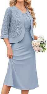 GRACE KARIN Women's Wedding Guest Mother of The Bride Formal Dress 2 Piece with Jacket Gray Blue M