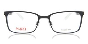 HUGO-HG 0265 04NL Rectangle Eyeglasses Matte Black/White, Black White, 56