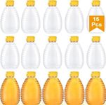 ACXFOND 15PCS 12oz Honey Jars, Empty Honey Containers, Clear Plastic Honey Jars, Squeeze Honey Bottle with Leak Proof Flip, Top Caps for Storing and Dispensing